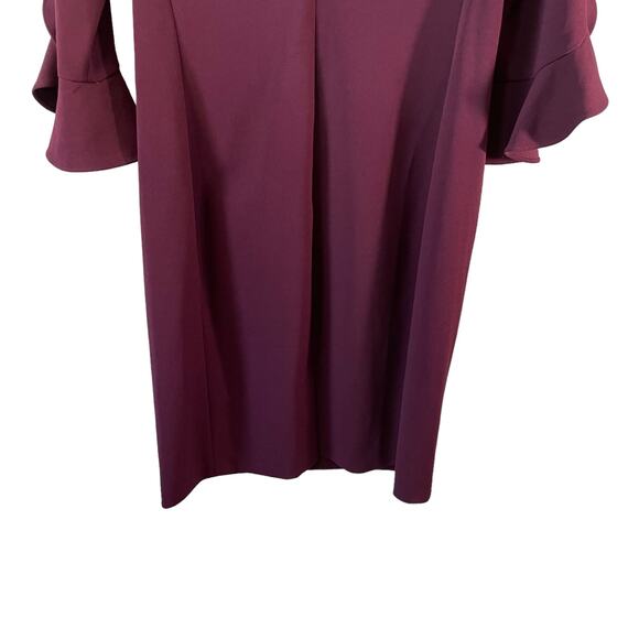 Karl Lagerfeld Paris Lynn 3/4 Tulip Sleeve Knee Length Sheath Dress Maroon 10 - Picture 5 of 13